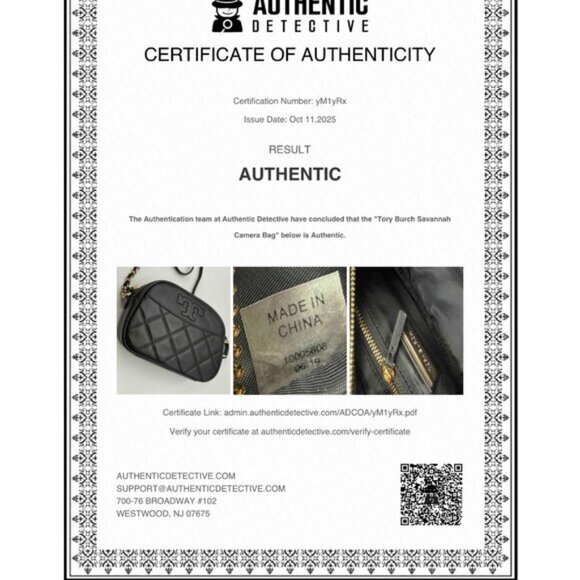 🆕 TORY BURCH 🧿 NWOT Savannah Chain Link Camera Bag Black Leather AUTHENTICATED - Picture 16 of 16